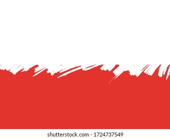 Abstract Polish Flag Vector Illutration. White Brush-Painted White Stripe Isolated on a Red Background. Simple Geometric Layout without Text.