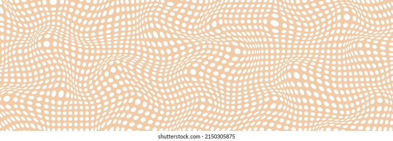 Abstract polka dot background. Vector illustration with optical illusion, op art. Long horizontal banner.