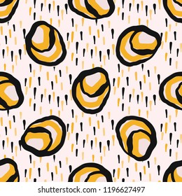 Abstract Polka Dot Circle Seamless Vector Pattern. Hand Drawn Dotty Background Illustration for Trendy Packaging Wrap, Retro Style Fashion Prints, Graphic Wallpaper, Summer Textiles or Bold Decoration