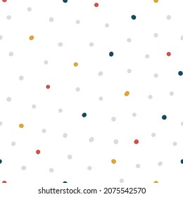 Abstract polka dot hand drawn seamless surface pattern design in Scandinavian style vector illustration isolated on white background.