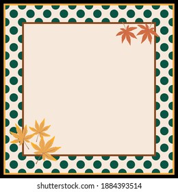Abstract polka dot with leaves background. Vector patch for print, fabric, scarf design.
