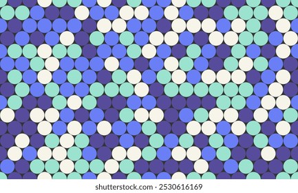 Abstract polka dot pattern with geometric circles, perfect for seamless textile prints, wallpaper, or modern poster backgrounds. A trendy and creative vector design.