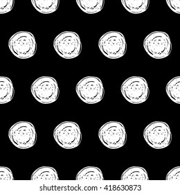 Abstract polka dot pattern with hand drawn dots. Cute vector black and white polka dot pattern. Seamless monochrome polka dot pattern for fabric, wallpapers, wrapping paper, cards and web backgrounds.