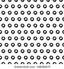 Abstract polka dot pattern with hand drawn dots. Cute vector black and white polka dot pattern. Seamless monochrome polka dot pattern for fabric, wallpapers, wrapping paper, cards and web backgrounds.