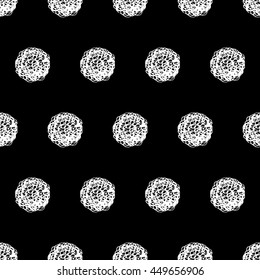 Abstract polka dot pattern with hand drawn dots. Cute vector black and white polka dot pattern. Seamless monochrome polka dot pattern for fabric, wallpapers, wrapping paper, cards and web backgrounds.