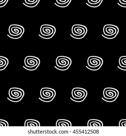 Abstract polka dot pattern with hand drawn dots. Cute vector black and white polka dot pattern. Seamless monochrome doodle polka dot pattern for textile, wallpapers, wrapping paper, cards and web.