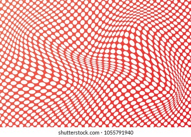 Abstract polka dot red tone vector background 3D design, illustration