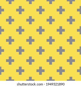 Abstract polka dot seamless pattern with pluses. Cross geometric background. Geo texture.
