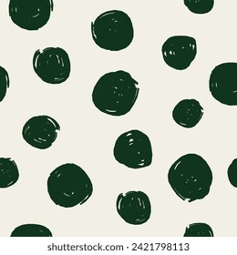 Abstract polka dot seamless pattern, hand drawn vector background