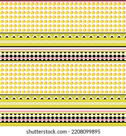 Abstract polka dot seamless repeat pattern. Horizontal, vector stripes and round geometrical elements all over surface print.