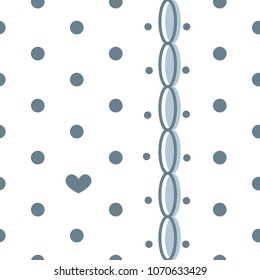 Abstract polka dot vector seamless pattern with little hearts and weave