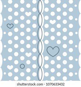 Abstract polka dot vector seamless pattern with little hearts and weave