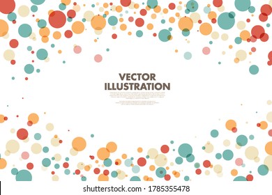 Abstract polka dots pastel colorful confetti on a white background. Awesome modern polka dots creative pattern. You can use for cover template, poster, banner web, flyer, print ad. Vector illustration