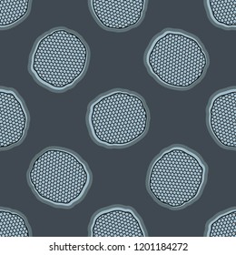 Abstract Polka Dots Seamless Vector Pattern, Hand Drawn Geometric Circles Illustration for Trendy Patterned Home Decor, Masculine Fashion Prints, Wallpaper, Textiles. Grey Blue Gift Wrap Background.