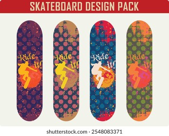 Abstract polka dots skateboard design vector pack