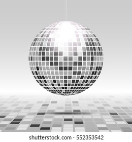 Abstract poly perspective grayscale background with sphere like disco ball