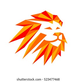 Abstract polygamy Lion head logo