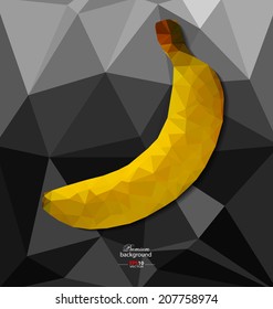 Abstract polygon background with banana for creative design