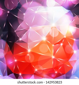 Abstract polygon background with bokeh and flares