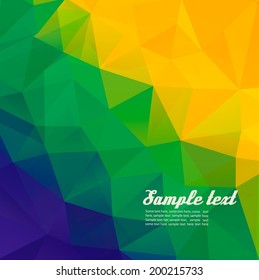 Abstract polygon background. Brazil flag colors. Vector.