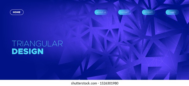 Abstract Polygon Background. Dark Creative Geometry. Vector Minimal Design. Futuristic Landing Page. Blue Polygonal Banner. Vibrant Geometry Texture. Minimal Poster. 3d Abstract Polygon Wallpaper.