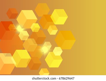 Abstract polygon background hexagons half orange, Vector