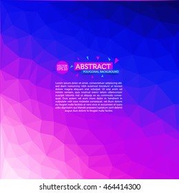 Abstract polygon background in purple and blue color with template text. Vector eps 10