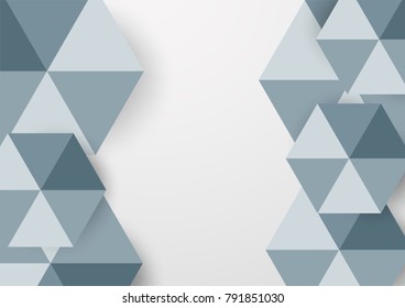 Abstract polygon background with text space. Template in blue tone for presentation, cover, magazine, brochure and web banner. Flat vector design with drop shadow.