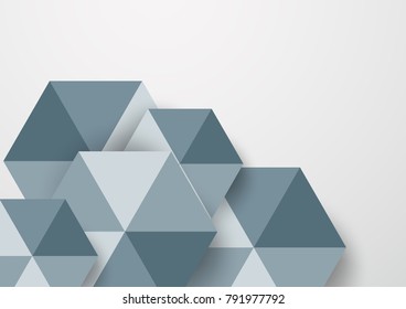 Abstract polygon background with text space. Template in blue tone for presentation, cover, magazine, brochure and web banner. Flat vector design with drop shadow.