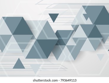 Abstract polygon background with text space. Template in blue tone for presentation, cover, magazine, brochure and web banner. Flat vector design with drop shadow.