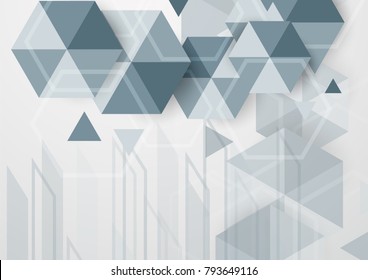 Abstract polygon background with text space. Template in blue tone for presentation, cover, magazine, brochure and web banner. Flat vector design with drop shadow.