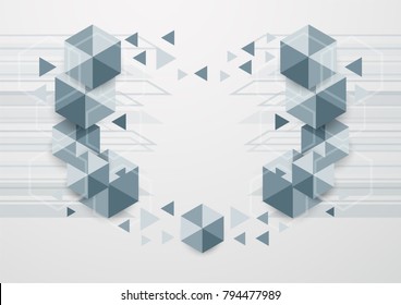 Abstract polygon background with text space. Template in blue tone for presentation, cover, magazine, brochure and web banner. Flat vector design with drop shadow.