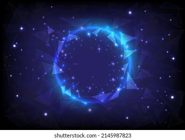 Abstract polygon background. Virtual reality barrier innovation. Futuristic hexagon interface. Digital infographic engineer. Computer data science. Placeholder, landing page