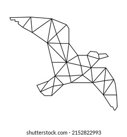 Abstract polygon bird. Black geometric outline of a bird. Contour for tattoo, logo, emblem and design element
