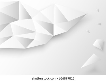 abstract polygon blank paper white and gray tone vector background, with shadow modern concept, space for text or message web and book design