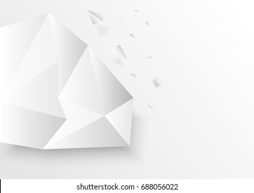 abstract polygon blank paper white and gray tone vector background, with shadow modern concept, space for text or message web and book design