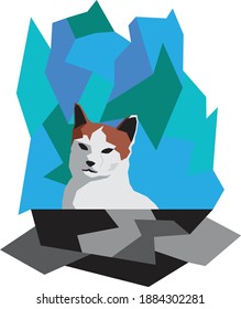 Abstract polygon cat with blue background