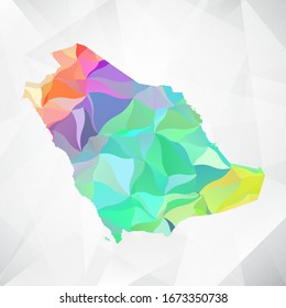 Abstract Polygon Colorful Map - Vector illustration Low Poly Color Pastel Saudi Arabia Map. Vector eps10.