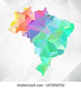 Abstract Polygon Colorful Map - Vector illustration Low Poly Color Pastel Brazil Map. Vector eps10.