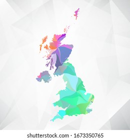 Abstract Polygon Colorful Map - Vector illustration Low Poly Color Pastel United Kingdom Map. Vector eps10.