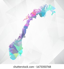 Abstract Polygon Colorful Map - Vector illustration Low Poly Color Pastel Norway Map. Vector eps10.