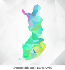 Abstract Polygon Colorful Map - Vector illustration Low Poly Color Pastel Finland Map. Vector eps10.