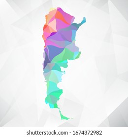 Abstract Polygon Colorful Map - Vector illustration Low Poly Color Pastel Argentina Map. Vector eps10.