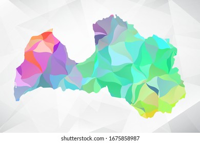 Abstract Polygon Colorful Map - Vector illustration Low Poly Color Pastel Latvia Map. Vector eps10.