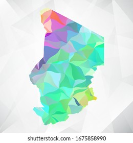 Abstract Polygon Colorful Map - Vector illustration Low Poly Color Pastel Chad Map. Vector eps10.
