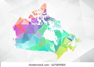 Abstract Polygon Colorful Map - Vector illustration Low Poly Color Pastel Canada Map. Vector eps10.