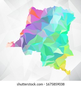 Abstrakte Polygon Farbkarte - Vektorillustration Illustration Low Poly Farbe Pastel Demokratische Republik Kongo Karte. Vektorillustration eps10.