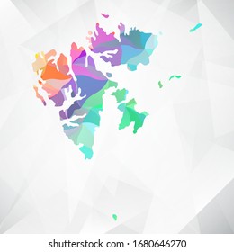 Abstract Polygon Colorful Map - Vector illustration Low Poly Color Pastel Svalbard Map. Vector eps10.