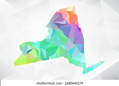 Abstract Polygon Colorful Map - Vector illustration Low Poly Color Pastel New York Map. Vector eps10.