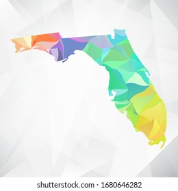 Abstract Polygon Colorful Map - Vector illustration Low Poly Color Pastel Florida Map. Vector eps10.